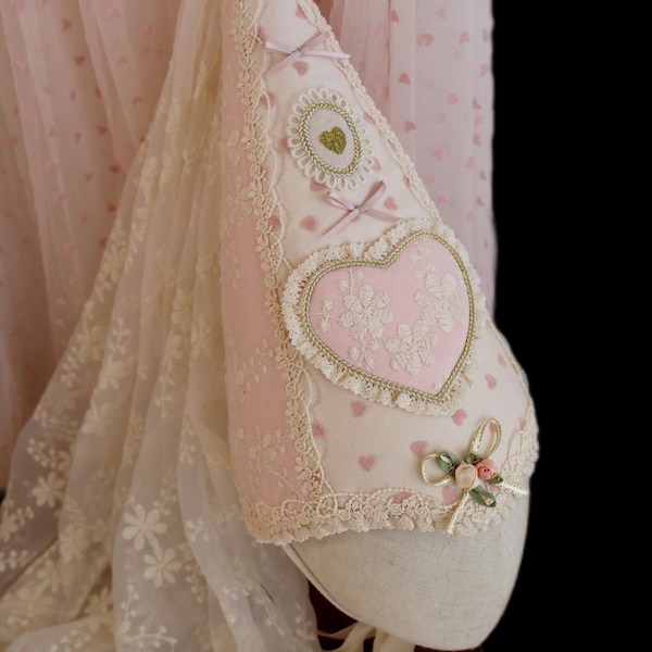 Medieval Kids Hat, Medieval Women's Hat, Hennin, Renaissance Princess Cone, Ivory Hat, Cape, Valentine's Hat, Pink Hat, Halloween Costume