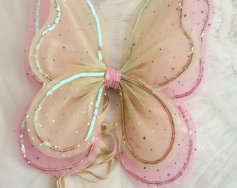 Ali da fata con paillettes, costume da farfalla per bambina, abito da damigella d'onore per compleanno