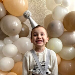 Party Hat, Mini Party Hat, Birthday Hat, First Birthday Hat, 2nd Birthday hat, grey party Hat, Half Birthday, Birthday party