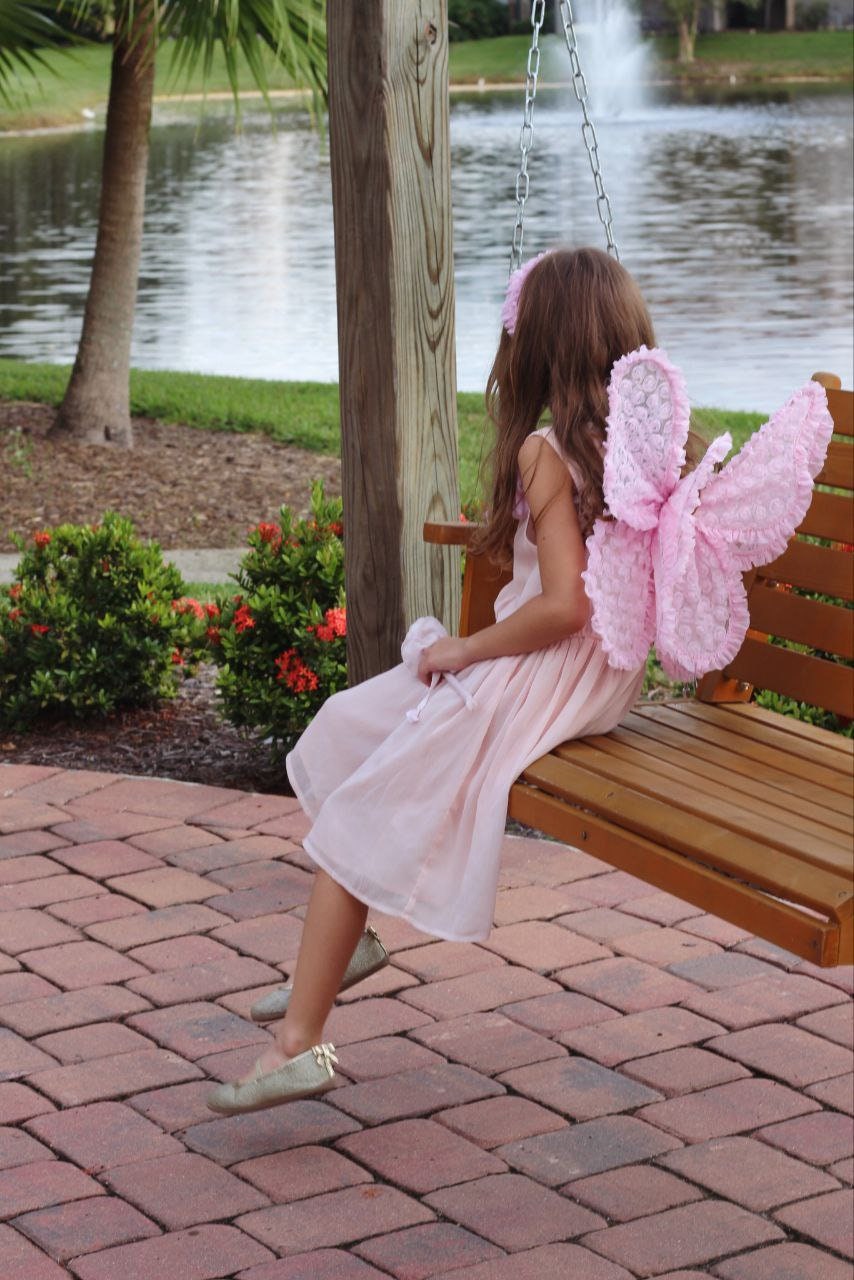 Ali Di Fata Farfalla Per Bambine – Accessorio Travestimento Con Elastico, Gradiente Rosa Chiaro, Perfetto Per Compleanni, Halloween E Matrimoni
