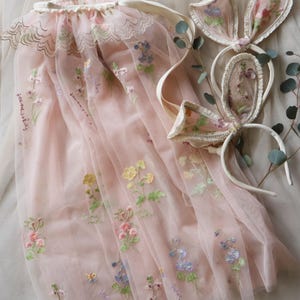 Cape, Embroidered Cape, Cape with Flowers, Peach cape, Ivory Cape, Pink Cape,  Princess Cape, Easter Outfit, Tulle Cape
