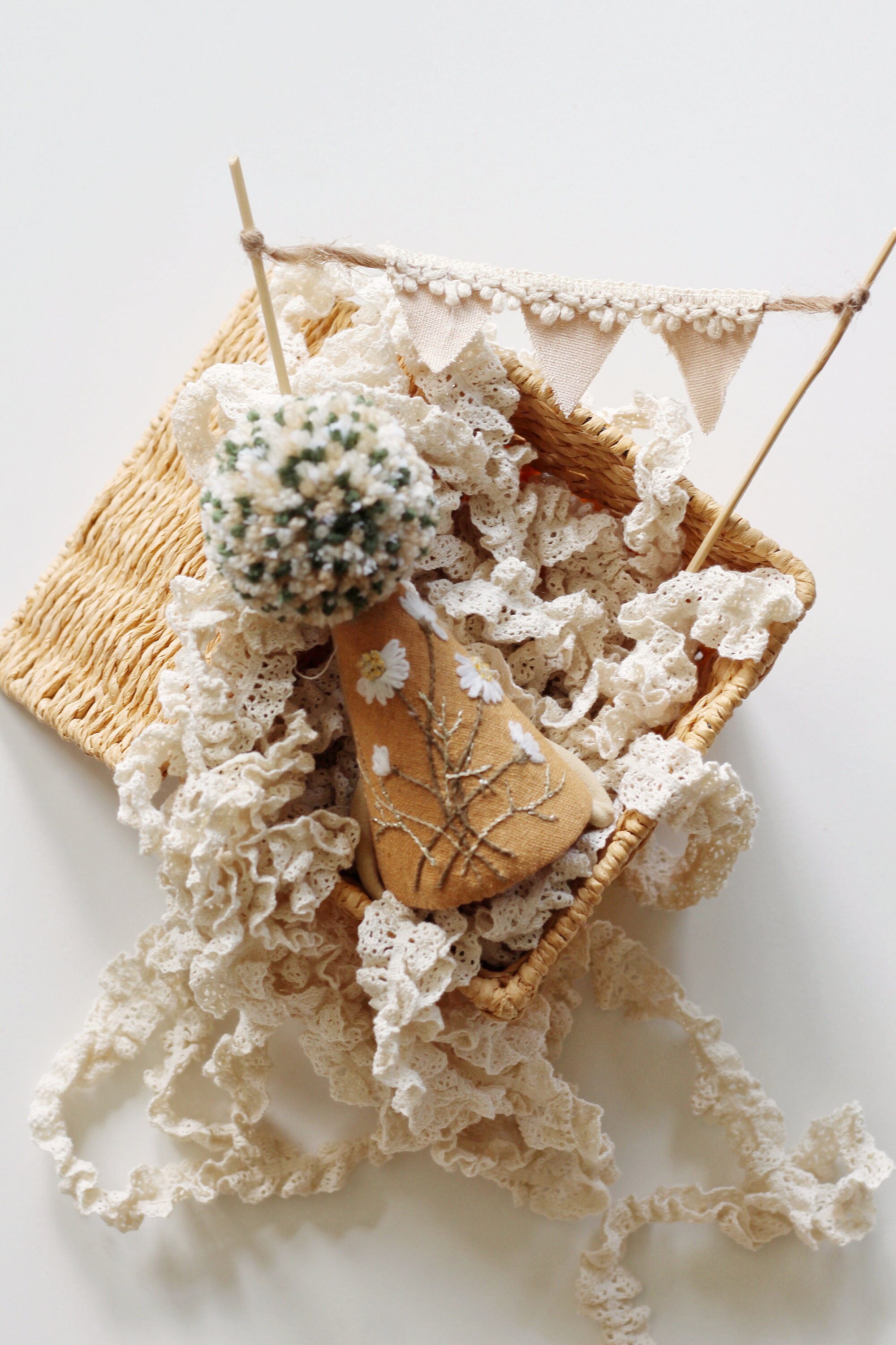 Partyhat, Party Hat With Embroidery,mini Party Hat, Beige Birthday