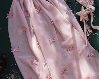 Cape, Pink cape, Christmas Cape, Cape with Bows, Princess Cape, Christmas Outfit, Christmas costume, Magic Wand, Crown