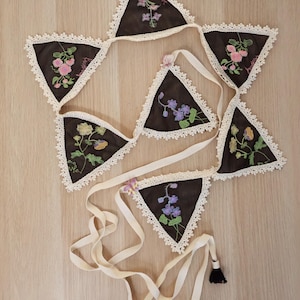 Flowers Embroidery Garland, Tulle Bunting Banner, Nursery and Kids Room Decor, Baby Shower Girl Boy Gift image 8