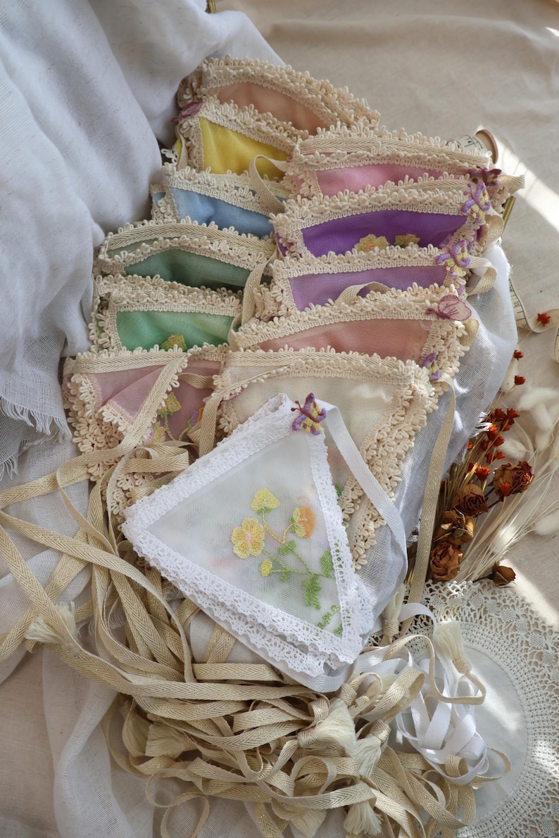 Flowers Embroidery Garland, Tulle Bunting Banner, Nursery and Kids Room Decor, Baby Shower Girl Boy Gift image 19