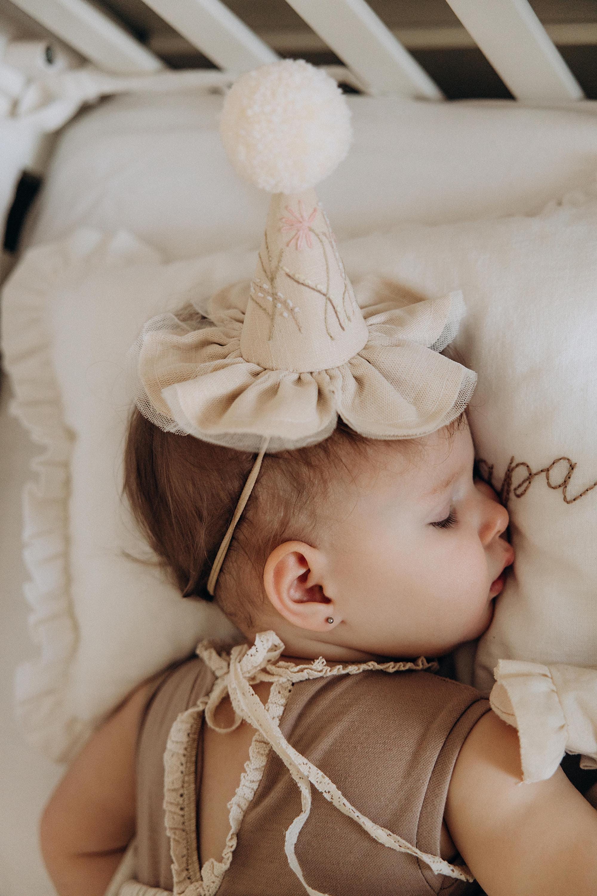 Party Hat, Cotton Party Hat, Embroidered Party Hat, Flowers Party