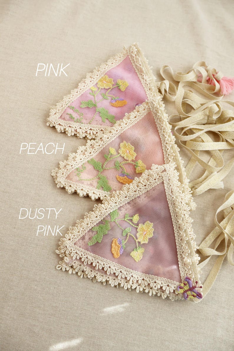 Flowers Embroidery Garland, Tulle Bunting Banner, Nursery and Kids Room Decor, Baby Shower Girl Boy Gift image 13