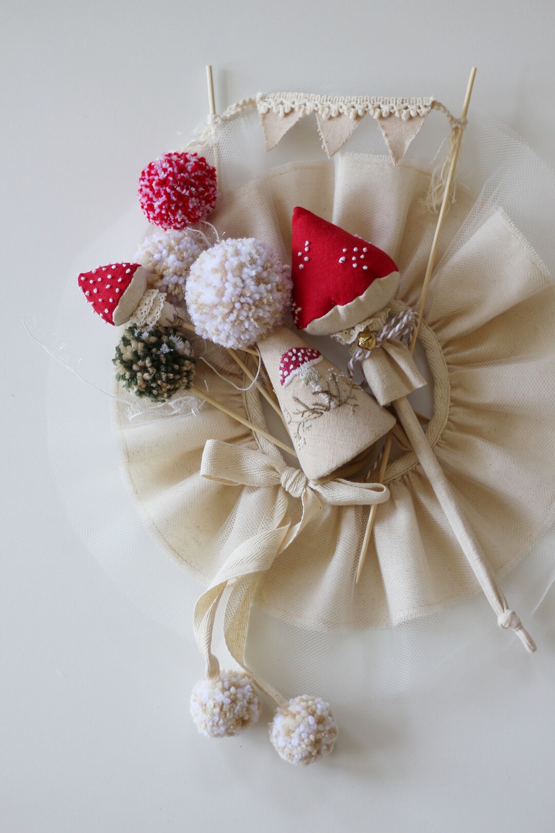 帽子 KruhitkaLove / Party Hat Party Hat, Party Hat With Embroidery,mini Party Hat, Beige