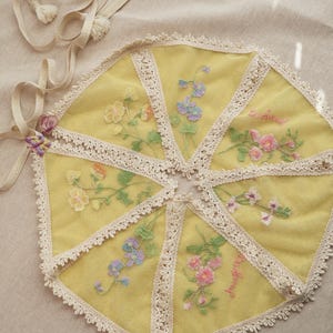 Flowers Embroidery Garland, Tulle Bunting Banner, Nursery and Kids Room Decor, Baby Shower Girl Boy Gift Yellow