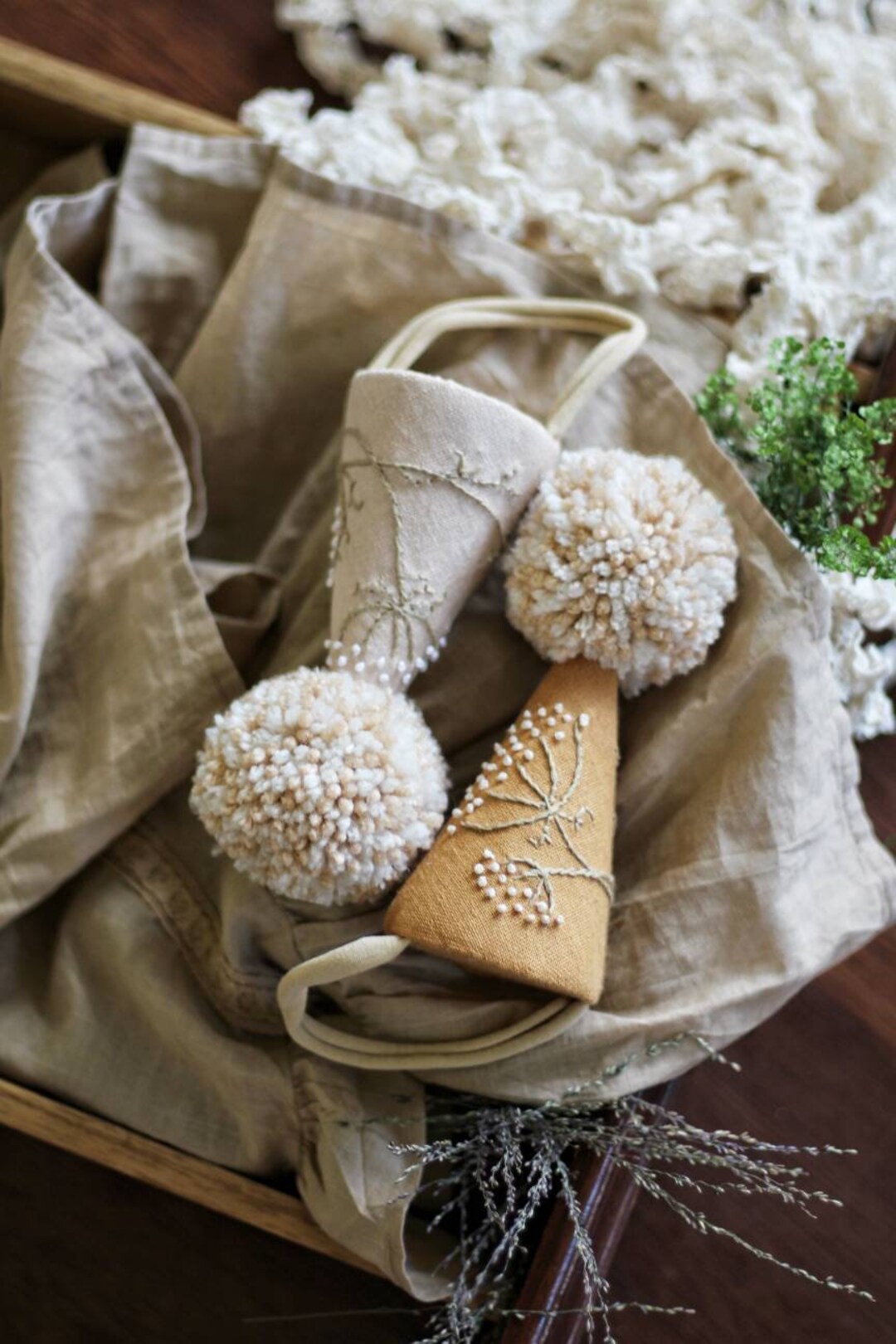 帽子 KruhitkaLove / Party Hat Party Hat, Party Hat With Embroidery,mini Party Hat, Beige