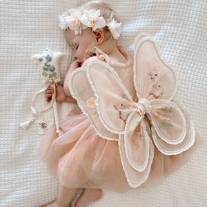 Peach Fairy Wings for Kids and Adults, Organza Butterfly Wings, Woodland Fairy Costume, Fairy Birthday Party, Flower Girl Costume