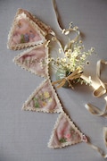 Flowers Embroidery Garland, Tulle Bunting Banner, Nursery and Kids Room Decor, Baby Shower Girl Boy Gift