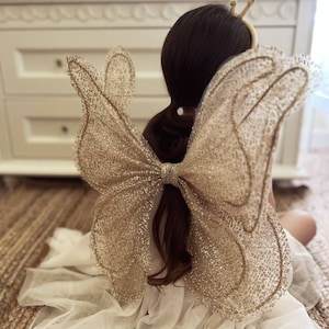 Glitter wings, Fairy Wings, Butterfly costume for child, Costume wings, Gold Wings, Flower girl, Wings
