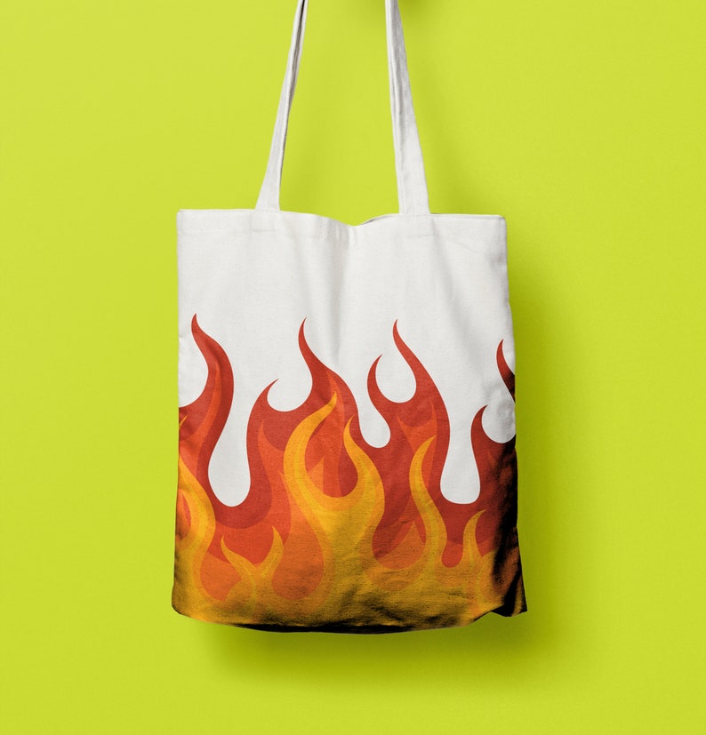 Flame Tote Bag Organic Cotton Canvas Block Printed Tote Bag Etsy