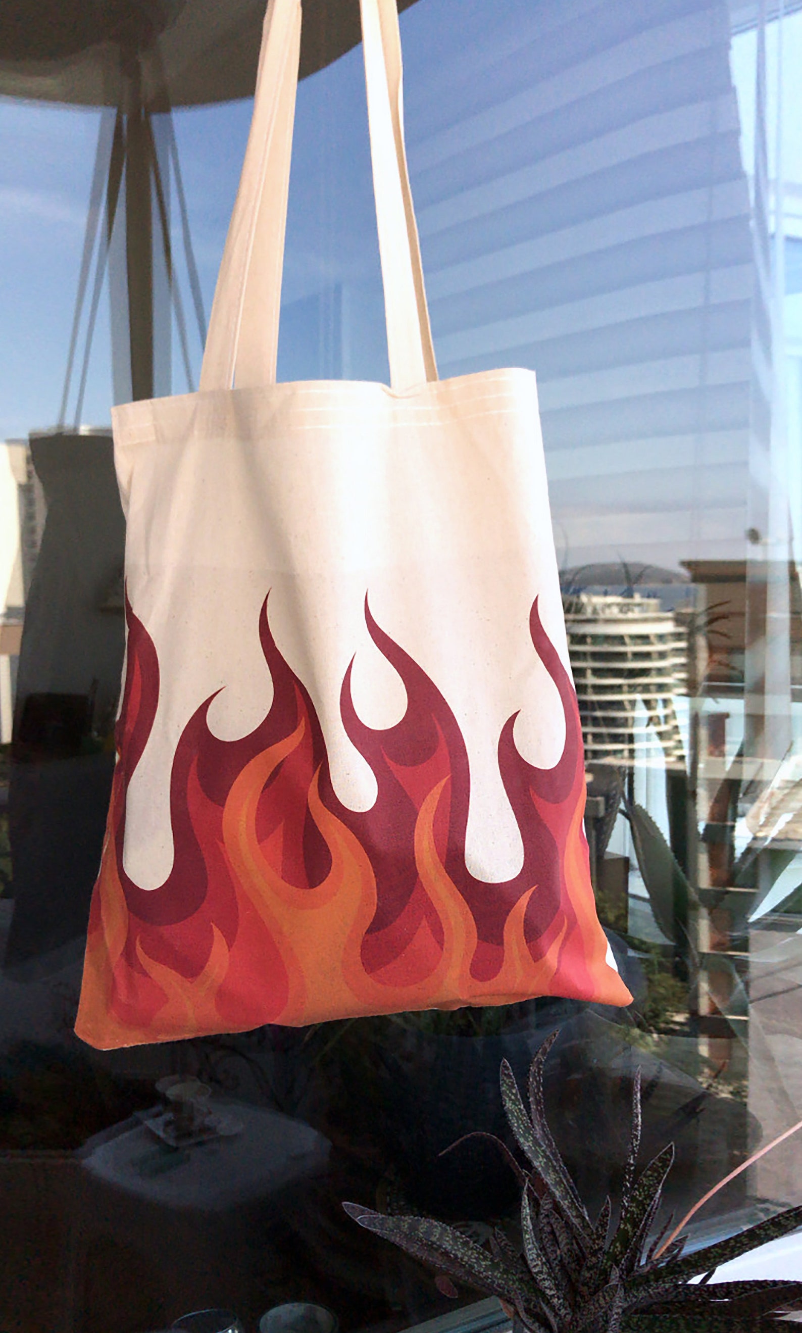 Flame Tote Bag Organic Cotton Canvas Block Printed Tote Bag Etsy