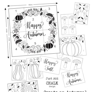Autumn Window Art, Autumnal Circle Guide, Pumpkin Window Art Guide, Window Art, Window Painting Guide, Autumn Wreath Stencil, Pumpkins