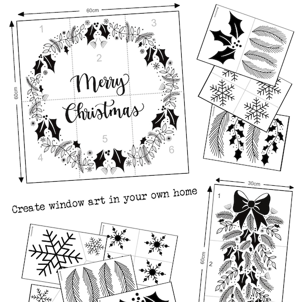 Christmas Window Art Bundle Guide PDF, Window Art Guide, Window Art, Window Painting Guide, Christmas Stencil