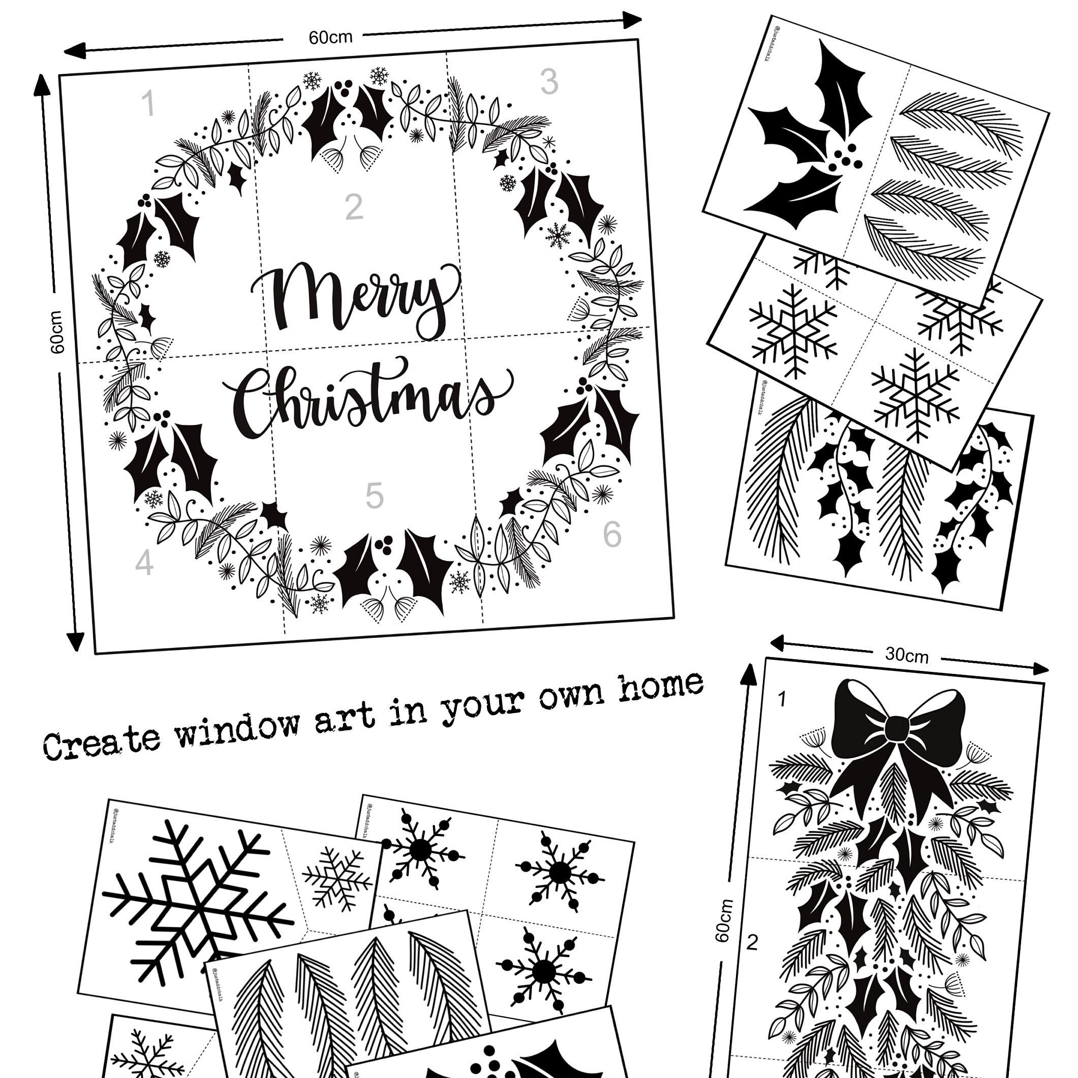 Christmas scene using Cricut machine, black vinyl, frosted window cling,  decorative glass blo…