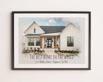 House Into Painting, First Home Gift, Home Illustration, Watercolor House Portrait, Custom Home Portrait, Realtor Gift, Housewarming Gift