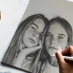 Realistic Portrait from Photo, Custom Pencil Portrait, 100% Handmade Portrait, Graphite Drawing on Paper, Personalized Portrait Drawing image 6