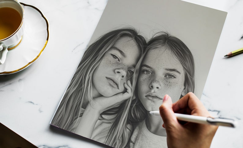 Realistic Portrait from Photo, Custom Pencil Portrait, 100% Handmade Portrait, Graphite Drawing on Paper, Personalized Portrait Drawing image 6