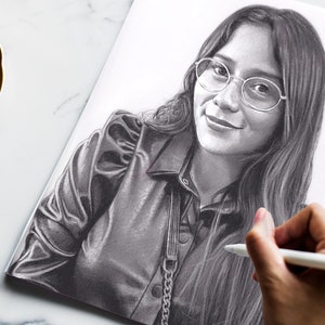 Realistic Portrait from Photo, Custom Pencil Portrait, 100% Handmade Portrait, Graphite Drawing on Paper, Personalized Portrait Drawing image 2