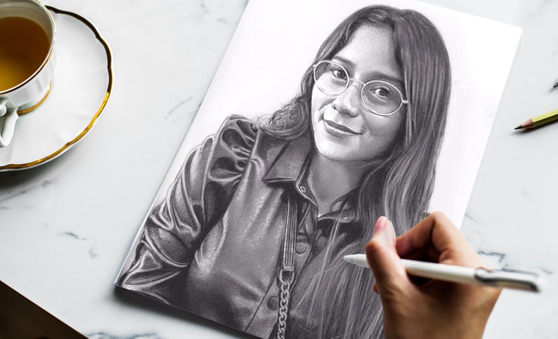 Realistic Portrait from Photo, Custom Pencil Portrait, 100% Handmade Portrait, Graphite Drawing on Paper, Personalized Portrait Drawing image 2