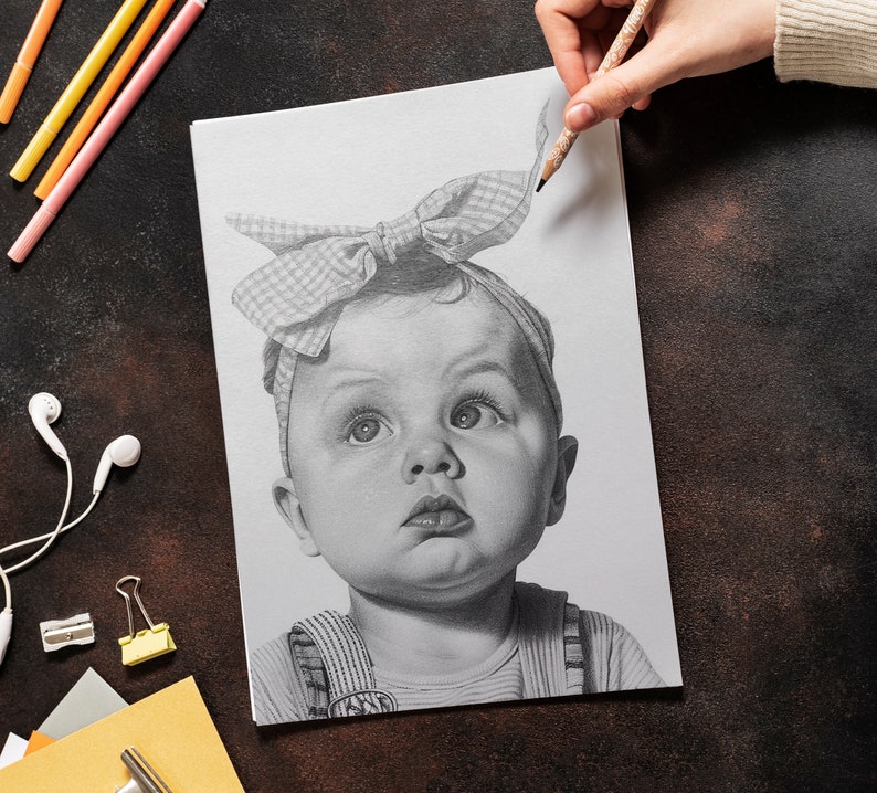 Realistic Portrait from Photo, Custom Pencil Portrait, 100% Handmade Portrait, Graphite Drawing on Paper, Personalized Portrait Drawing image 8