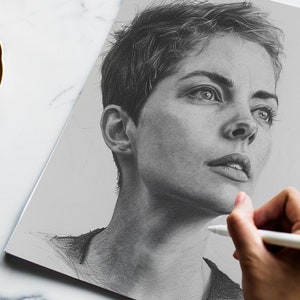 Realistic Portrait from Photo, Custom Pencil Portrait, 100% Handmade Portrait, Graphite Drawing on Paper, Personalized Portrait Drawing image 3