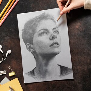 Realistic Portrait from Photo, Custom Pencil Portrait, 100% Handmade Portrait, Graphite Drawing on Paper, Personalized Portrait Drawing image 9