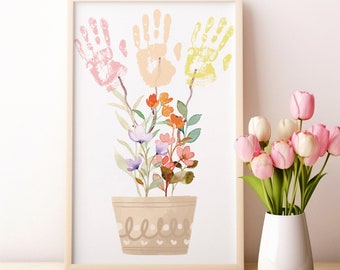 Handprint Flowers Bouquet for Mom, Mothers Day Crafts for Kids Printable, DIY Bouquet for Mother or Grandma Flower DIY - Digital FILE