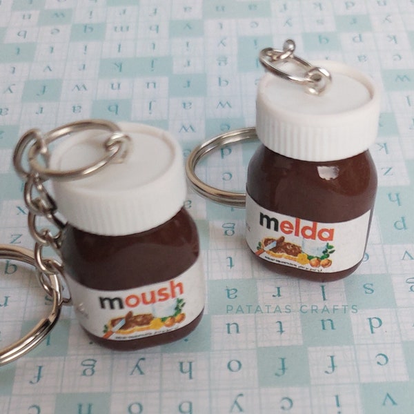 Porte-clés - Porte-clés Nutella personnalisé avec votre nom / Porte-clés 3D complet en pot de Nutella