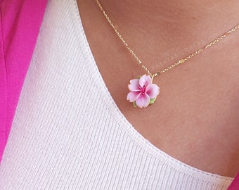 Collana - Collana con fiori di ciliegio Sakura Delicata