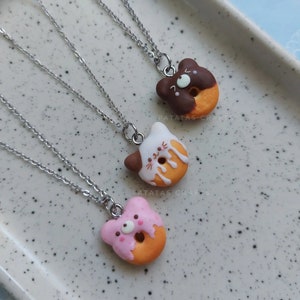 Charm, Colar - Colar de Donut de Ursinho de Pelúcia de Gato de Argila de Polímero