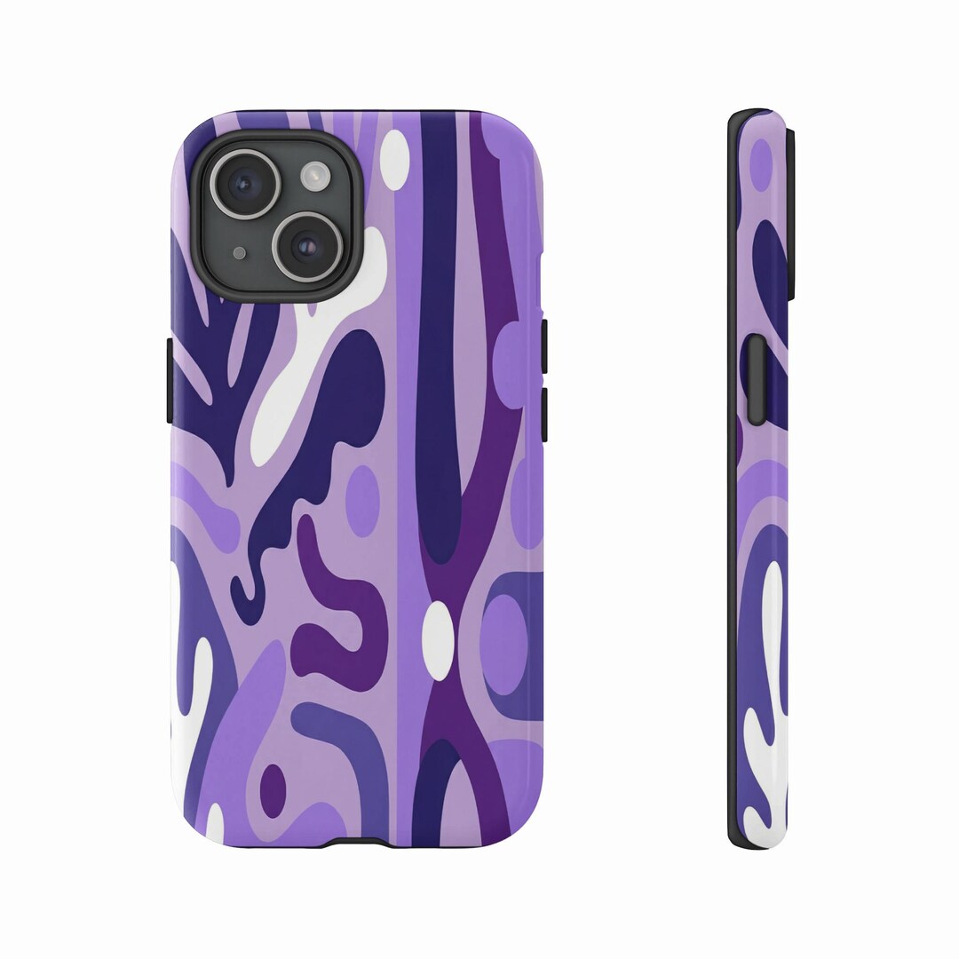 Purple Abstract Phone Case, Modern Art, Organic Shapes - Etsy