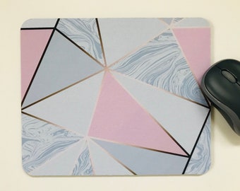 Pad and Coaster Set Geometric Triangle Blue Pattern Mouse Mat 