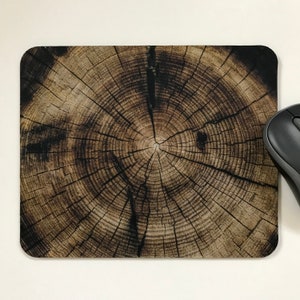 Mouse Mat Pad laptop desktop office Wood Grain handmade