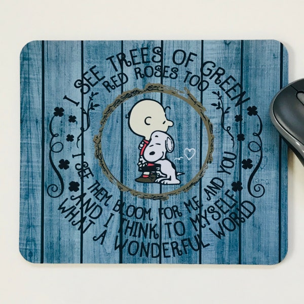 Mouse Mat Pad Desktop Laptop Office Snoopy & lyrics handmade