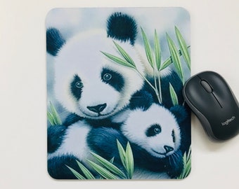 Mouse Pad Mat Desktop Laptop Office Panda Art handmade