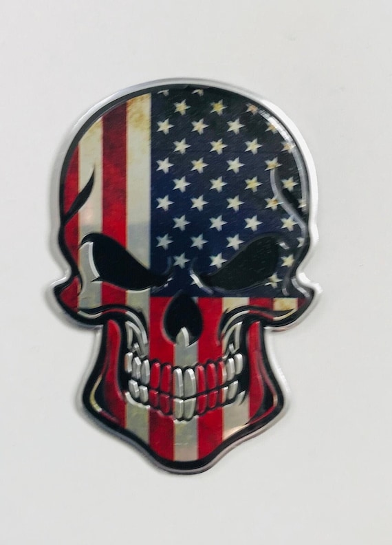 Badge Aufkleber Autoaufkleber 3 D USA Skull Stars & Stripes - .de