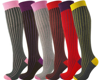 Mysocks 6 Paires Genou Haute Chaussettes Côtelées