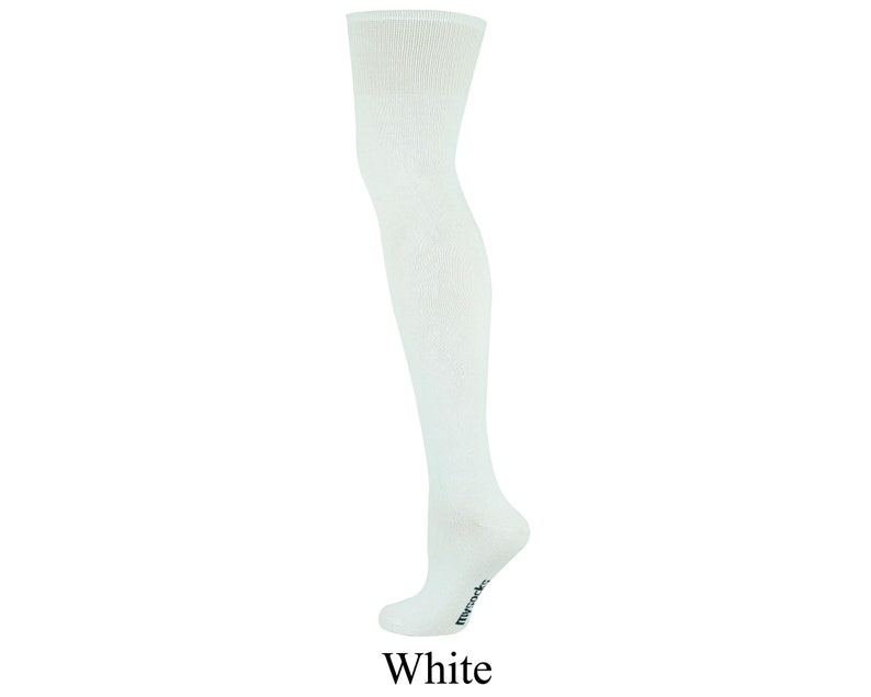 Mysocks Unisex Over The Knee Plain Every Day Colour Socks White