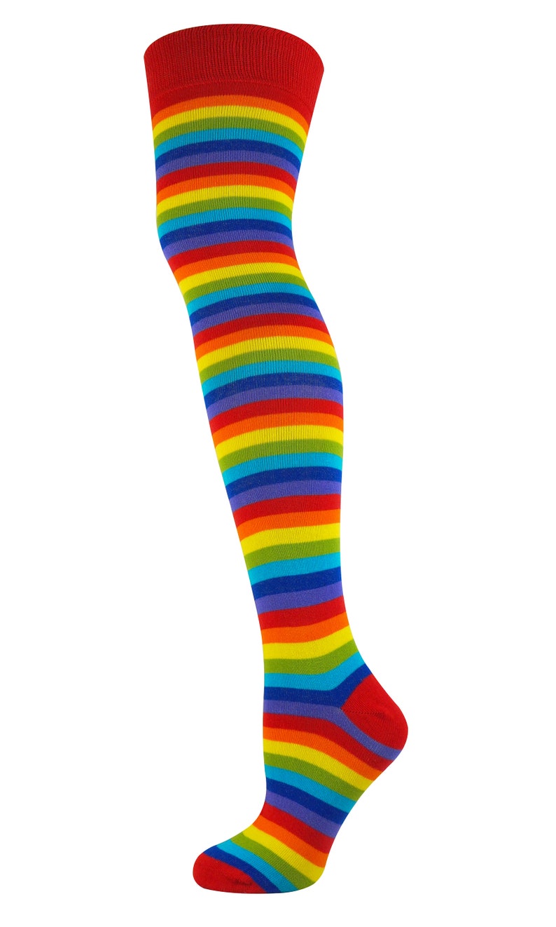 Mysocks Over the Knee Stripe Rainbow Socks SIZE 5-9 | Etsy
