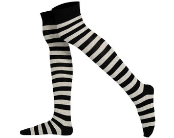 Mysocks Unisex Overknee Streifen Socken