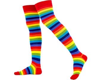 Mysocks Over the Knee Stripe Rainbow Socks SIZE 5-9 and 9-11