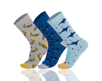 Mysocks Kinder 3 Paar Mehrfarbige Krabbenmuster Socken, Spaß Design Socken