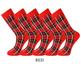 Mysocks 5 Pairs Tartan Design  Combed Cotton Checked Socks Gift Box