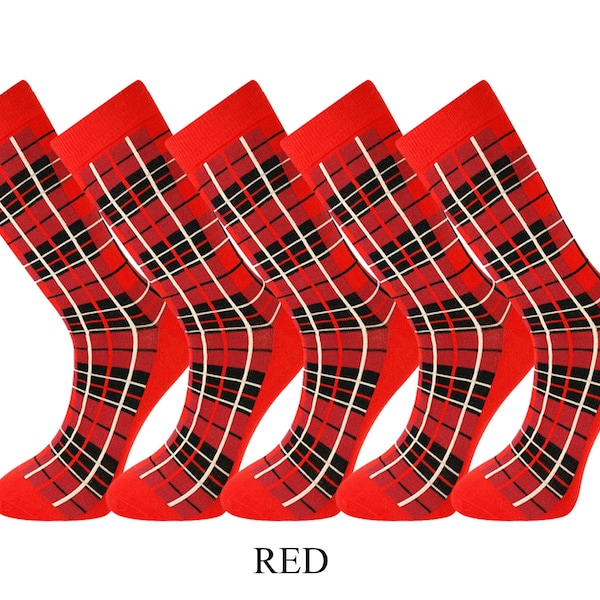 Mysocks 5 Paar Tartan Design gekämmte Baumwolle karierte Socken Geschenkbox