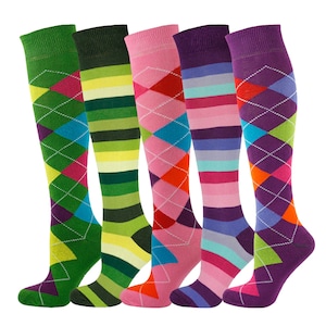 Mysocks 5 Pairs Knee High Socks Argyle 06