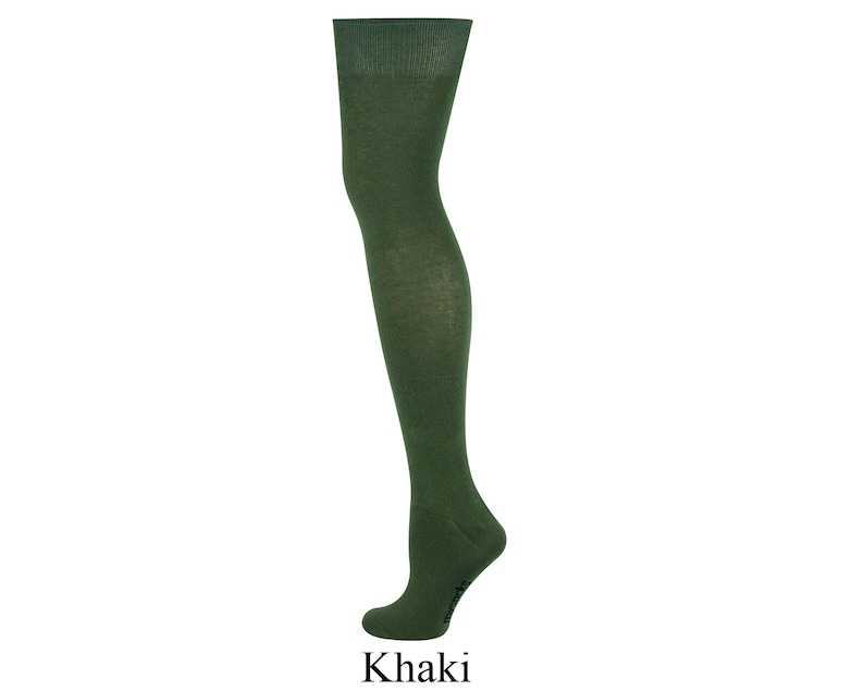 Mysocks Unisex Over The Knee Plain Every Day Colour Socks Khaki